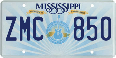 MS license plate ZMC850