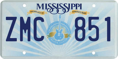 MS license plate ZMC851