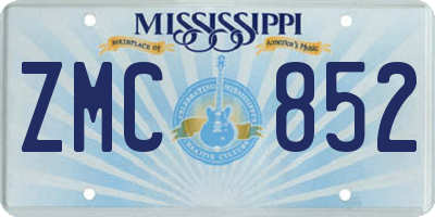 MS license plate ZMC852