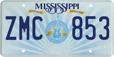 MS license plate ZMC853