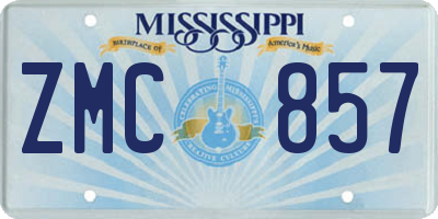 MS license plate ZMC857