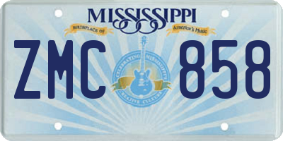 MS license plate ZMC858