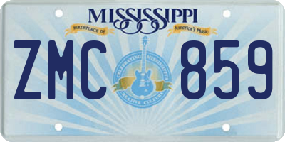 MS license plate ZMC859