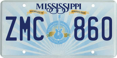 MS license plate ZMC860