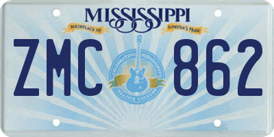 MS license plate ZMC862