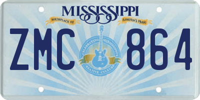 MS license plate ZMC864