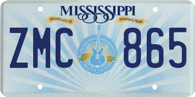 MS license plate ZMC865