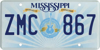 MS license plate ZMC867