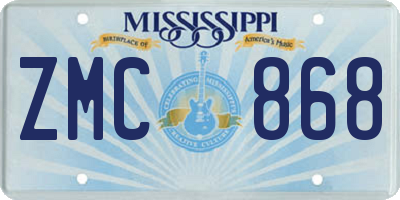 MS license plate ZMC868