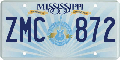 MS license plate ZMC872