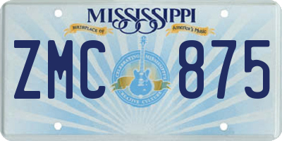 MS license plate ZMC875