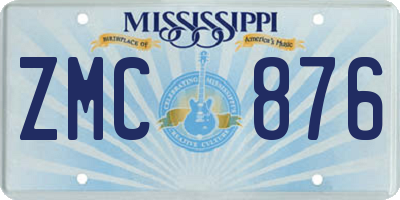 MS license plate ZMC876