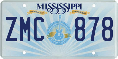 MS license plate ZMC878