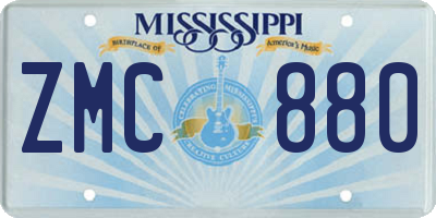 MS license plate ZMC880