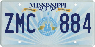 MS license plate ZMC884