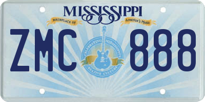 MS license plate ZMC888