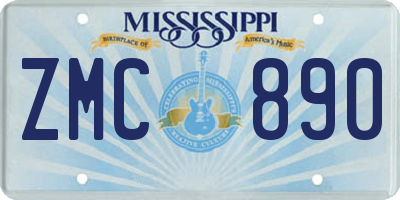 MS license plate ZMC890