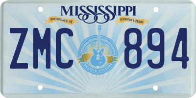 MS license plate ZMC894