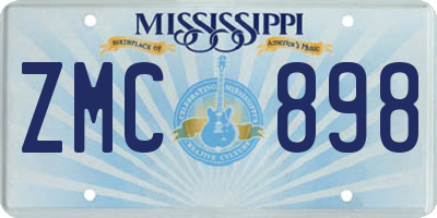 MS license plate ZMC898