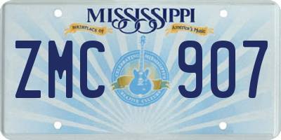 MS license plate ZMC907