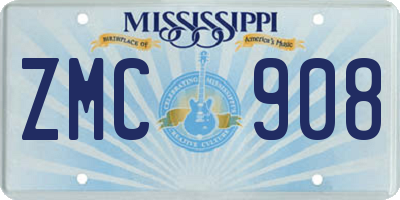 MS license plate ZMC908