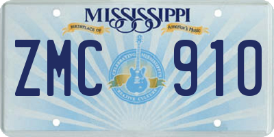 MS license plate ZMC910