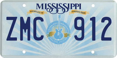 MS license plate ZMC912