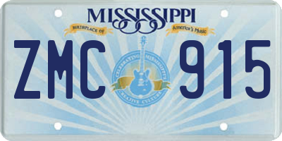 MS license plate ZMC915