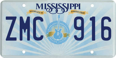 MS license plate ZMC916