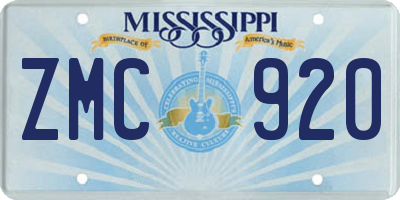 MS license plate ZMC920