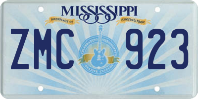 MS license plate ZMC923