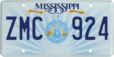 MS license plate ZMC924