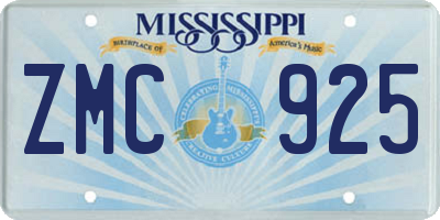 MS license plate ZMC925
