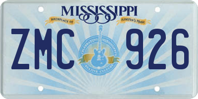 MS license plate ZMC926