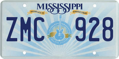 MS license plate ZMC928