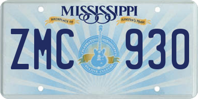 MS license plate ZMC930