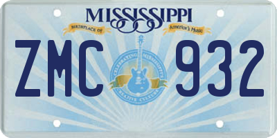 MS license plate ZMC932