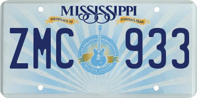 MS license plate ZMC933