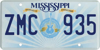 MS license plate ZMC935