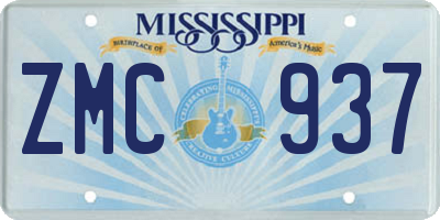 MS license plate ZMC937