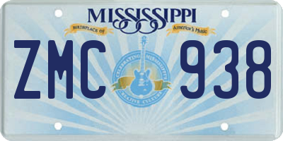 MS license plate ZMC938