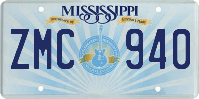 MS license plate ZMC940