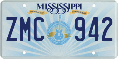 MS license plate ZMC942
