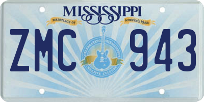 MS license plate ZMC943