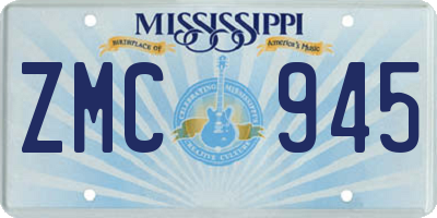 MS license plate ZMC945