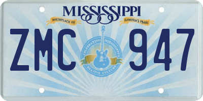 MS license plate ZMC947