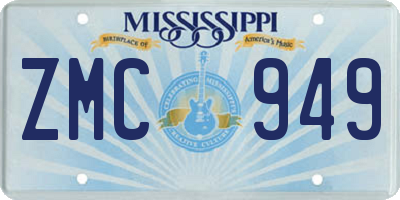 MS license plate ZMC949