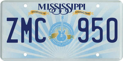MS license plate ZMC950