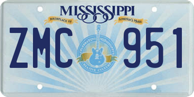 MS license plate ZMC951