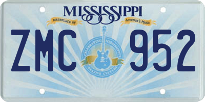 MS license plate ZMC952